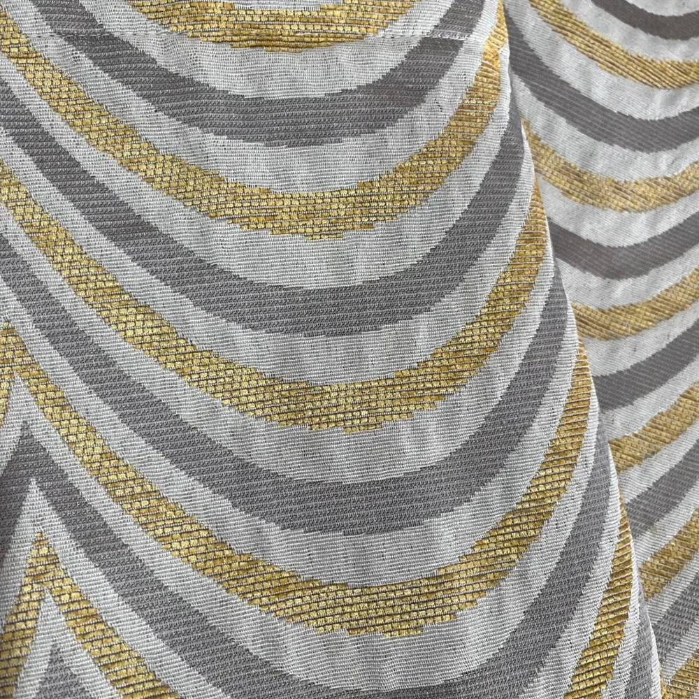 Pier 1 Imports Scallop Grey Gold Grommet Curtain Panels 54x84 Set‎ of 2 Lined
